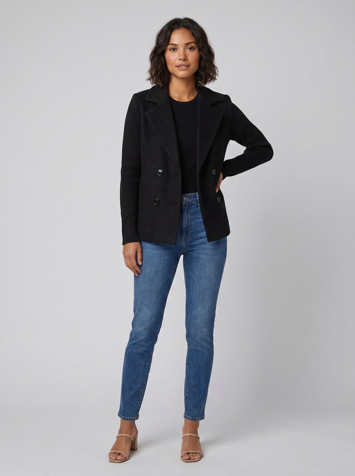 Amora Knit-Sleeve Blazer - Tailored Fit, Versatile Style, Button Closure 5