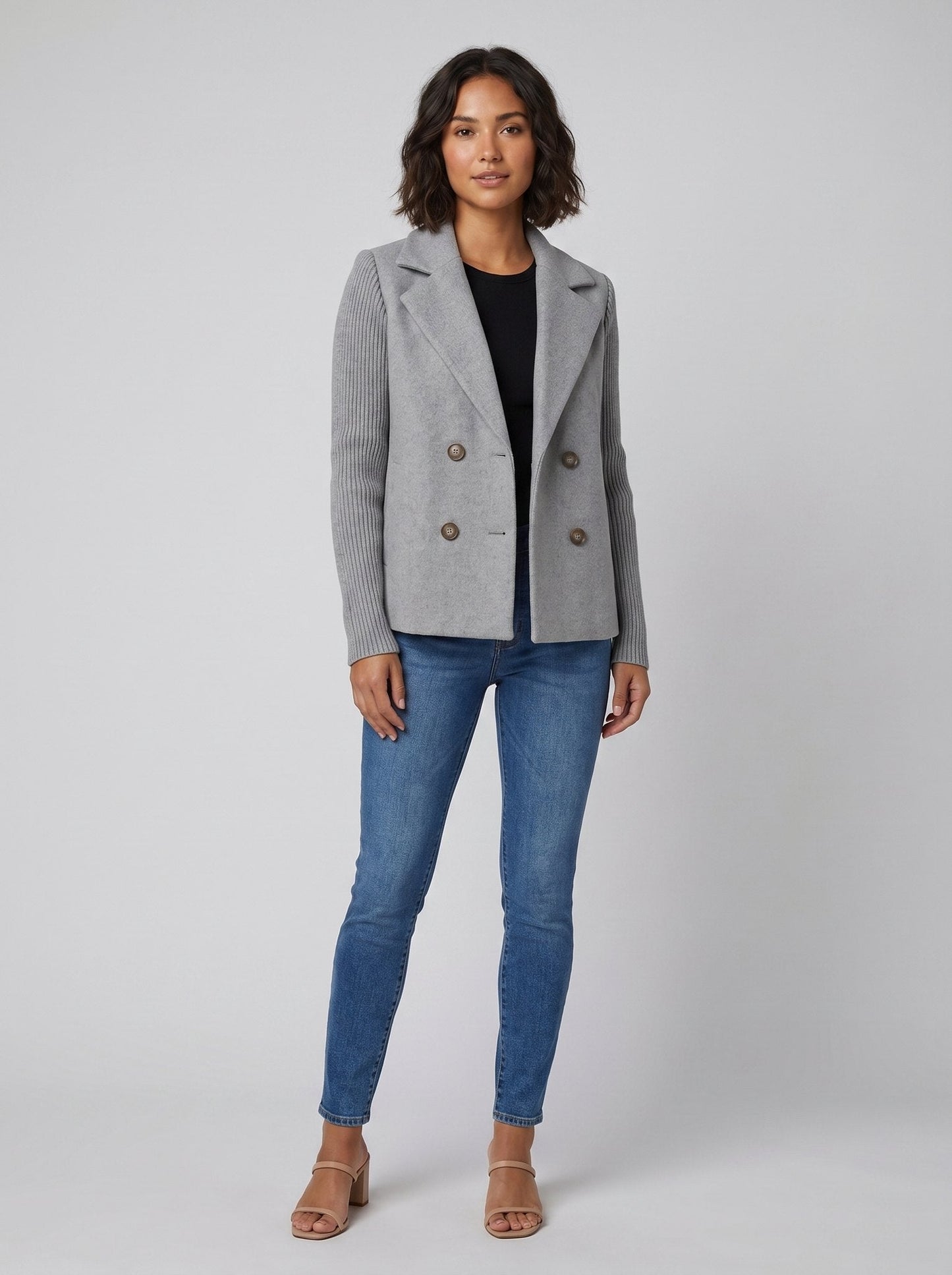 Amora Knit-Sleeve Blazer - Tailored Fit, Versatile Style, Button Closure 6