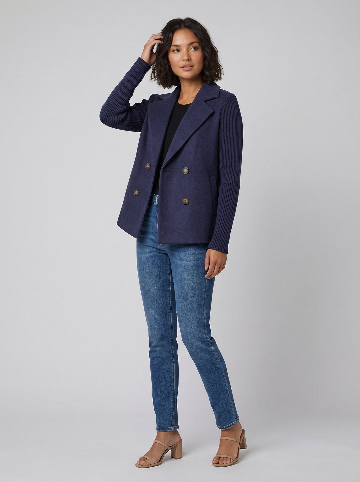 Amora Knit-Sleeve Blazer - Tailored Fit, Versatile Style, Button Closure 7