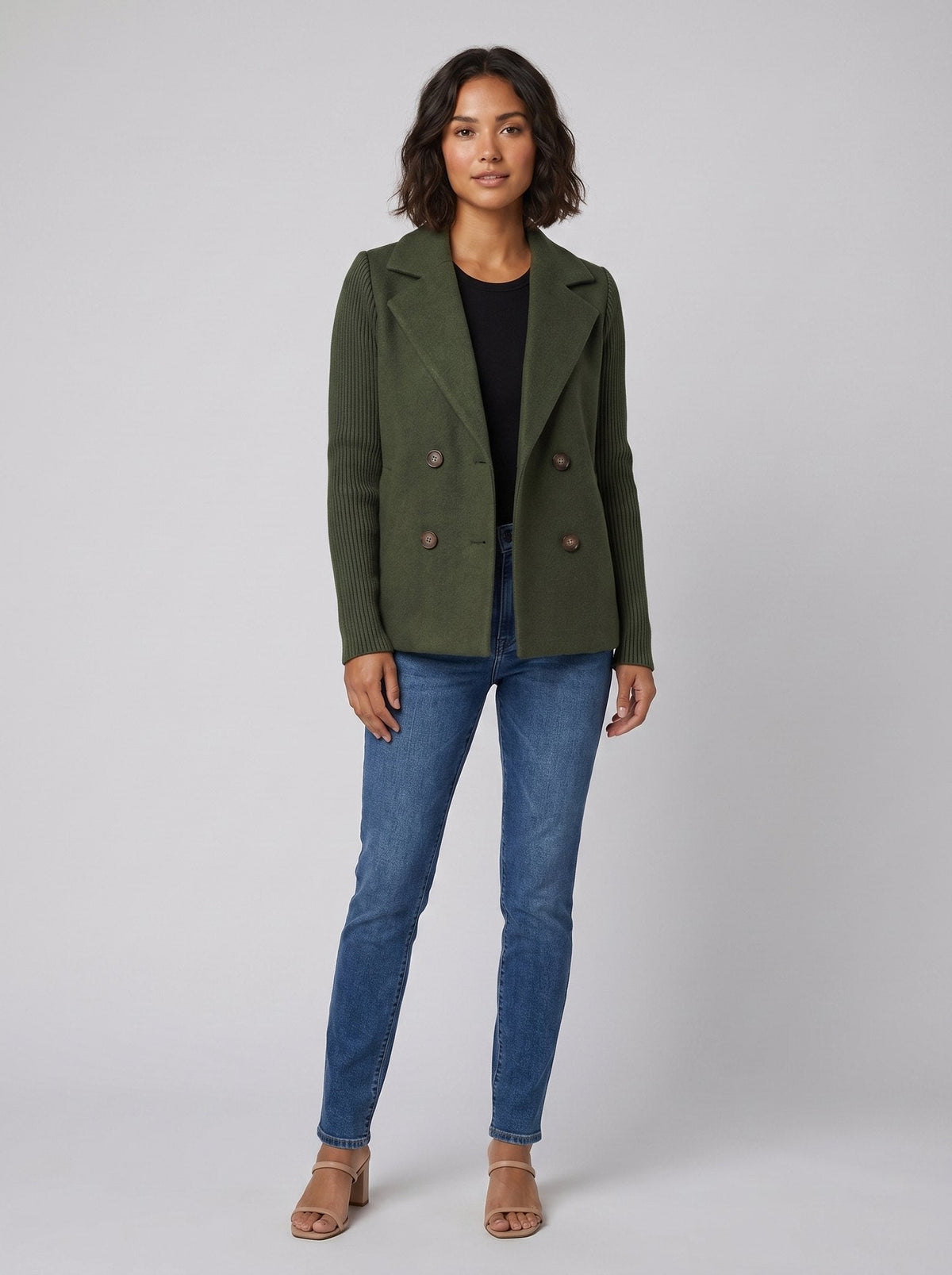 Amora Knit-Sleeve Blazer - Tailored Fit, Versatile Style, Button Closure 8