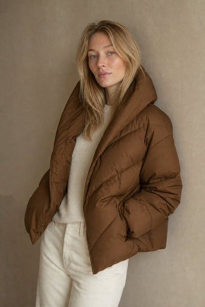 ArcticEdge Cropped Puffer Jacket - Lightweight Insulated Warmth with Adjustable Hood 1