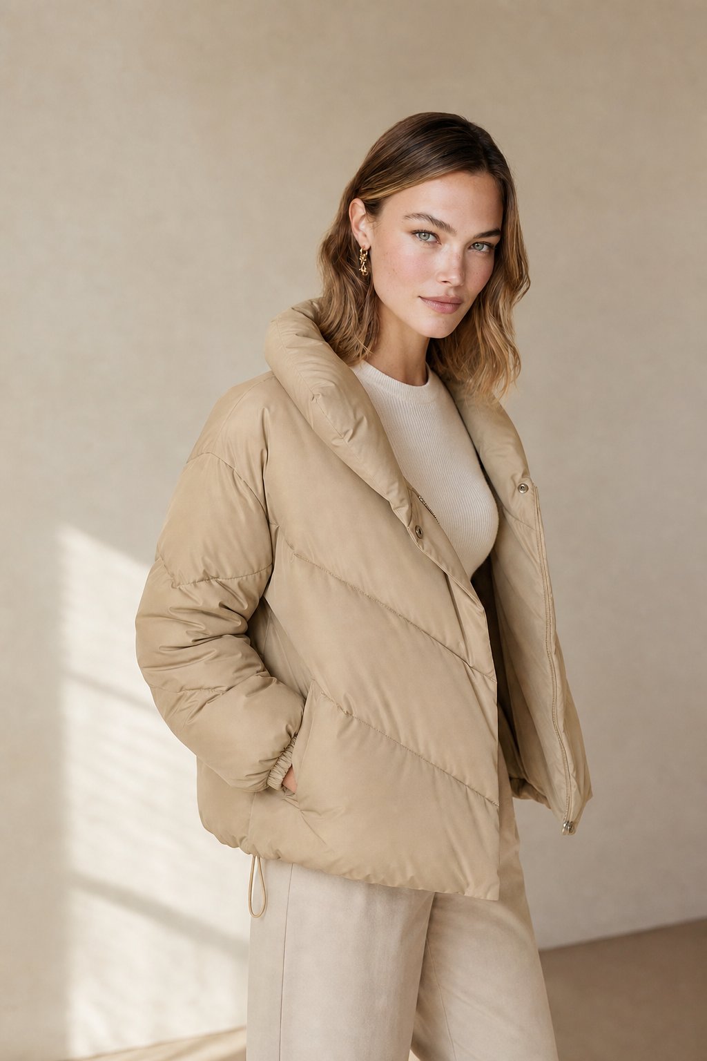 ArcticEdge Cropped Puffer Jacket - Lightweight Insulated Warmth with Adjustable Hood 3