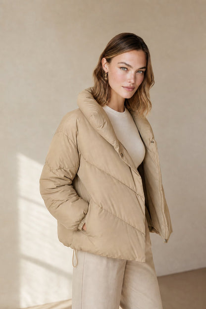 ArcticEdge Cropped Puffer Jacket - Lightweight Insulated Warmth with Adjustable Hood 3