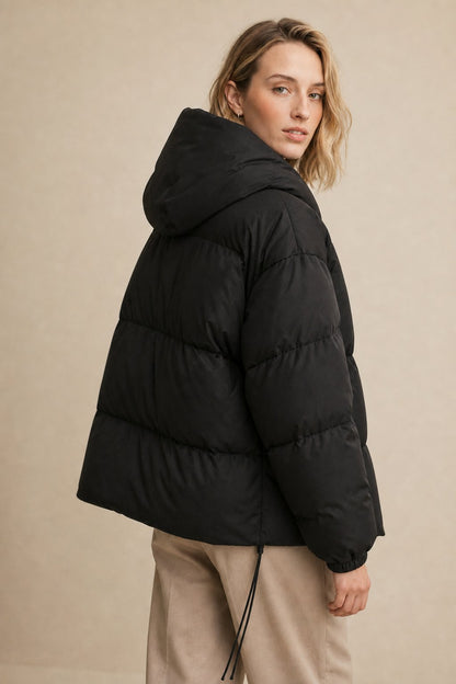 ArcticEdge Cropped Puffer Jacket - Lightweight Insulated Warmth with Adjustable Hood 4