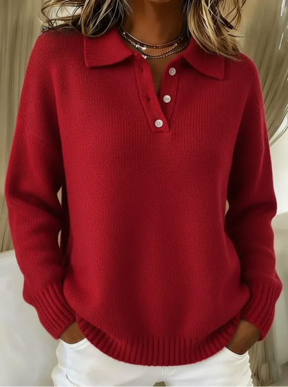 Ardenne - Polo Knit Sweater with Collared Neckline and Button Placket 3