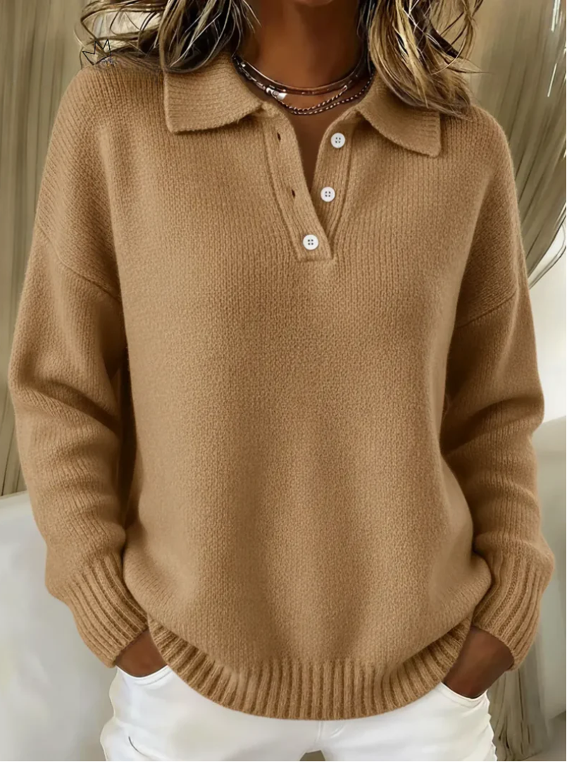 Ardenne - Polo Knit Sweater with Collared Neckline and Button Placket 4