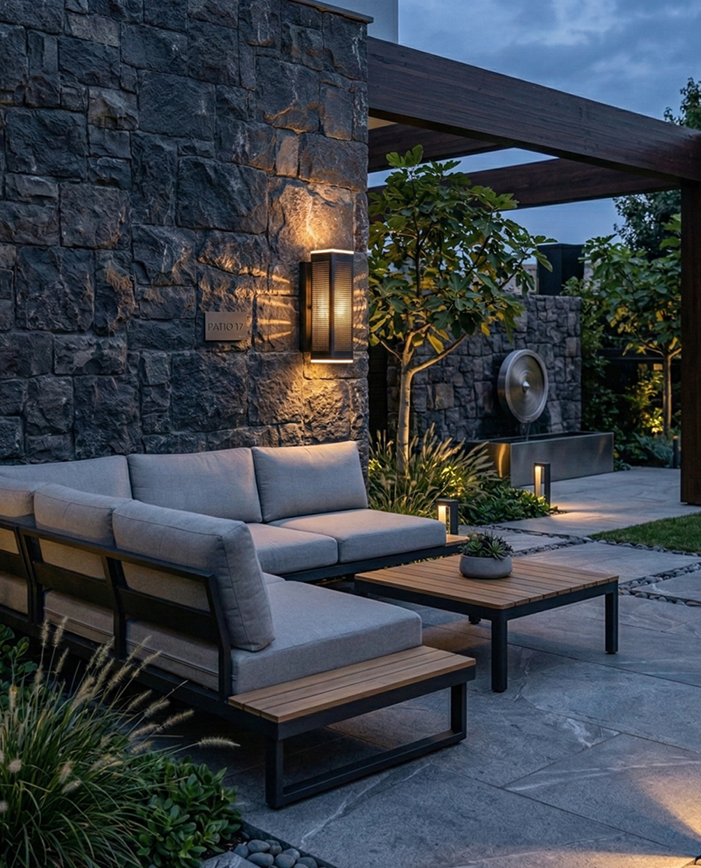 Outdoor Wall Light with Perforated Panel Design – Dark Grey