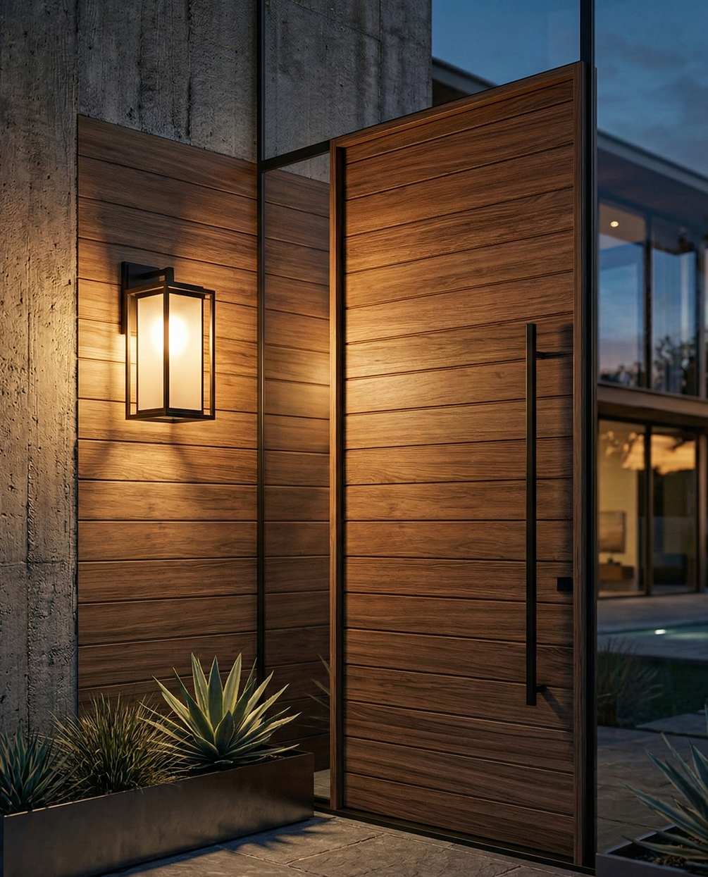 Outdoor Wall Lantern with Frosted Panel Frame – Dark Grey