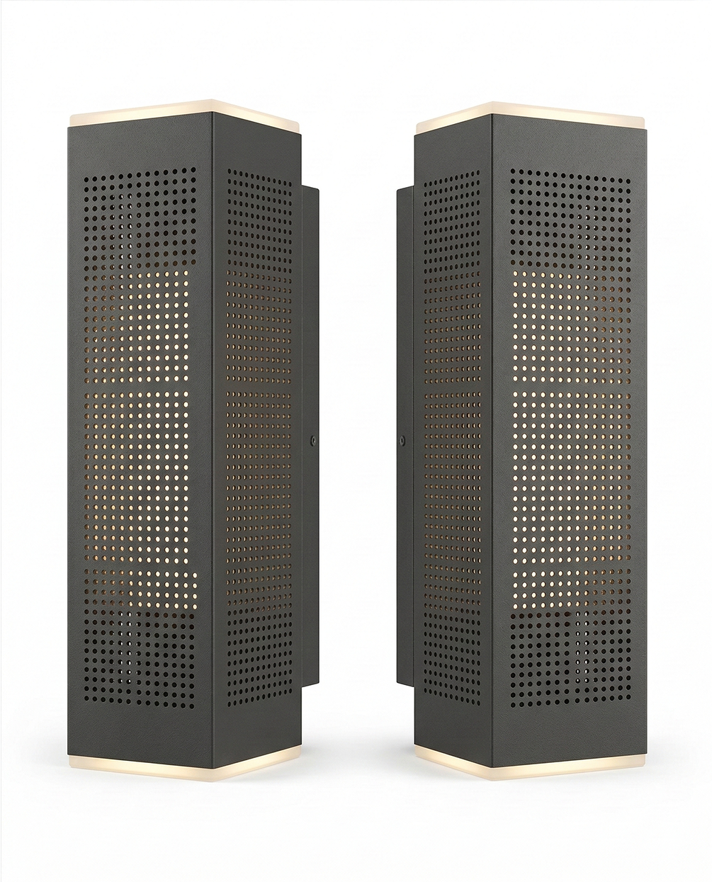 Outdoor Wall Light with Perforated Panel Design – Dark Grey