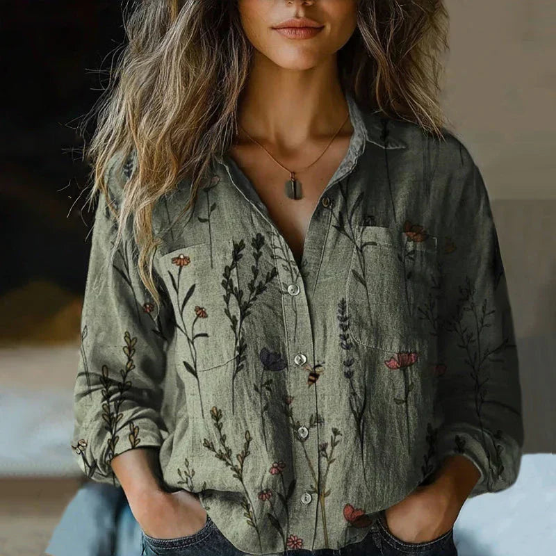 Bohemian Pattern Vintage Blouse — Relaxed Flare Sleeve 1