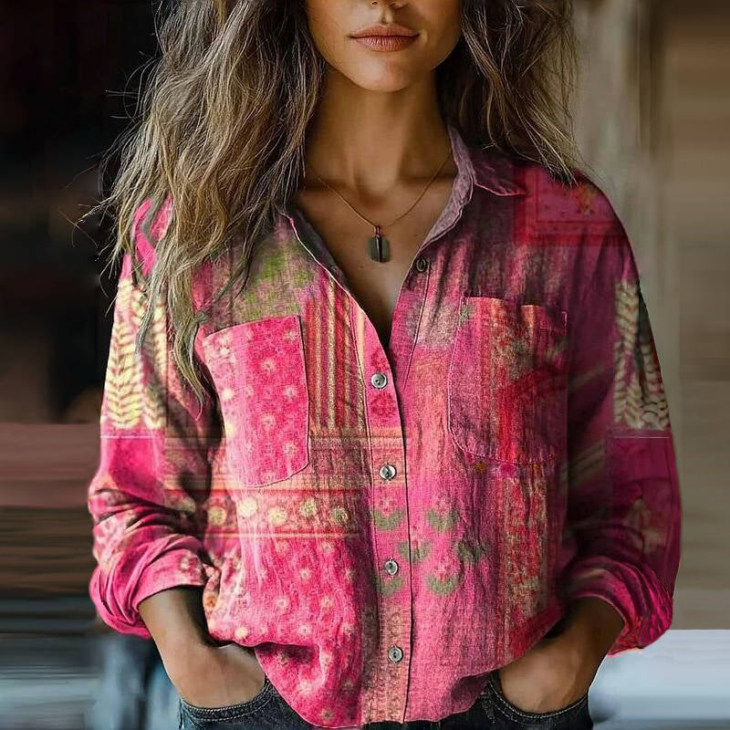 Bohemian Pattern Vintage Blouse — Relaxed Flare Sleeve 3
