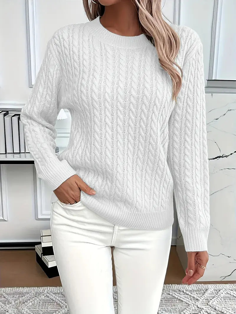Brenna Cable Knit Sweater - Relaxed Fit Crew Neck for Effortless Style 0