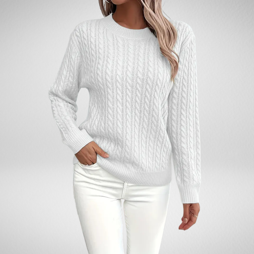 Brenna Cable Knit Sweater - Relaxed Fit Crew Neck for Effortless Style 1