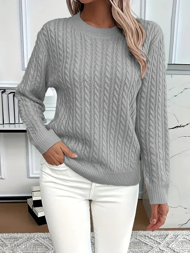 Brenna Cable Knit Sweater - Relaxed Fit Crew Neck for Effortless Style 3