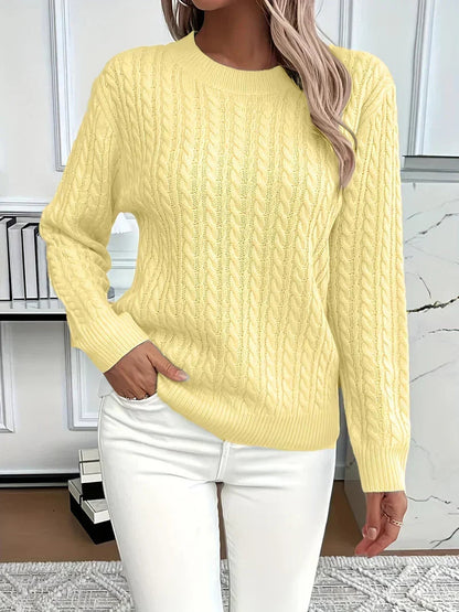 Brenna Cable Knit Sweater - Relaxed Fit Crew Neck for Effortless Style 4
