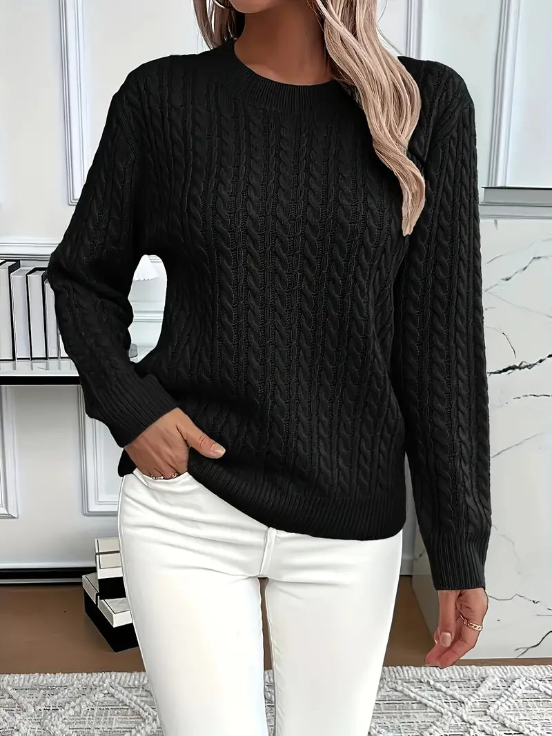 Brenna Cable Knit Sweater - Relaxed Fit Crew Neck for Effortless Style 6