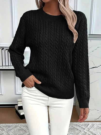 Brenna Cable Knit Sweater - Relaxed Fit Crew Neck for Effortless Style 6