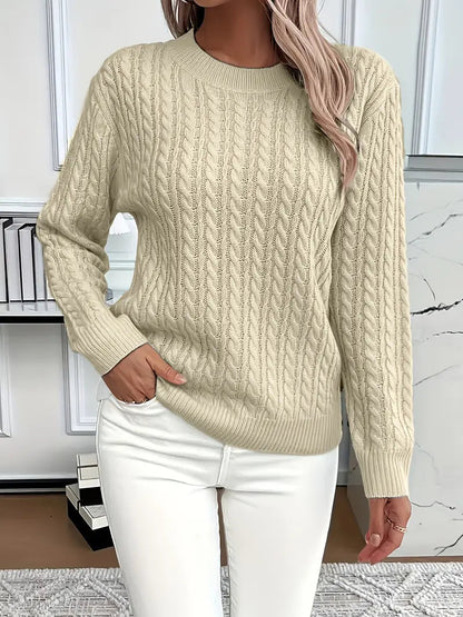 Brenna Cable Knit Sweater - Relaxed Fit Crew Neck for Effortless Style 8