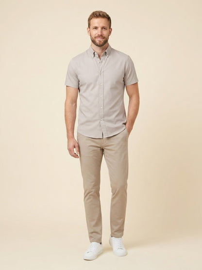 Caden Casual Shirt - 100% Cotton Twill Short Sleeve Button Down Collar 0