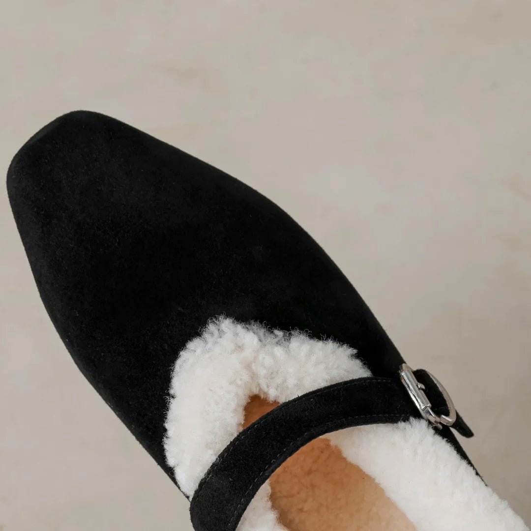 Caledria - Orthopedic Black Loafers with Plush Wool Lining & Adjustable Strap 3