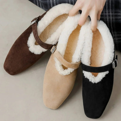 Caledria - Orthopedic Black Loafers with Plush Wool Lining & Adjustable Strap 6
