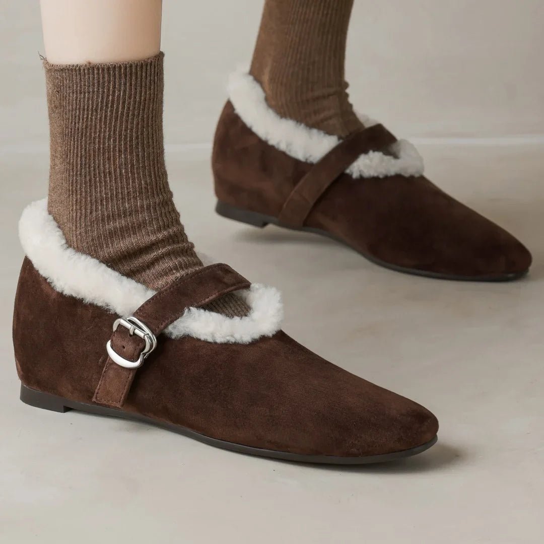 Caledria - Orthopedic Black Loafers with Plush Wool Lining & Adjustable Strap 7