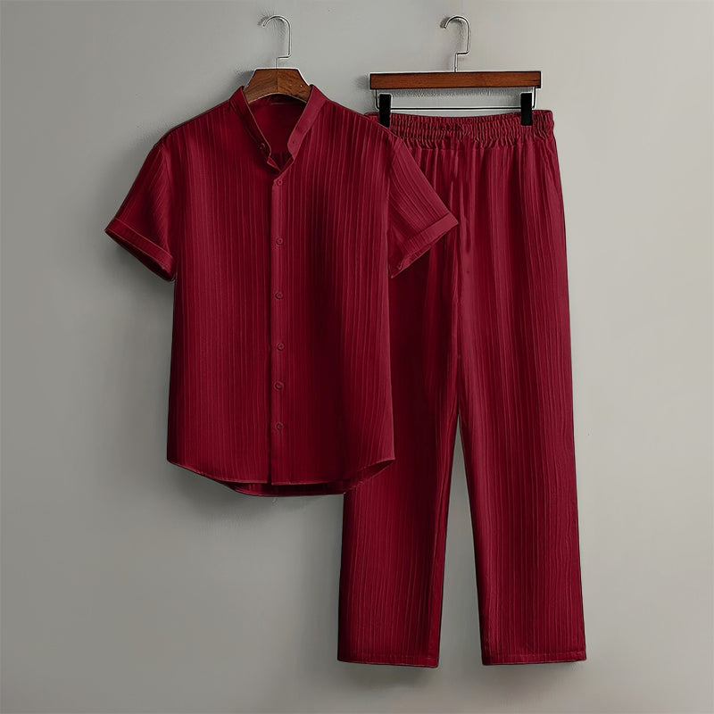 Callum - Textured Loungewear Set with Relaxed Fit Pants and Shirt 2