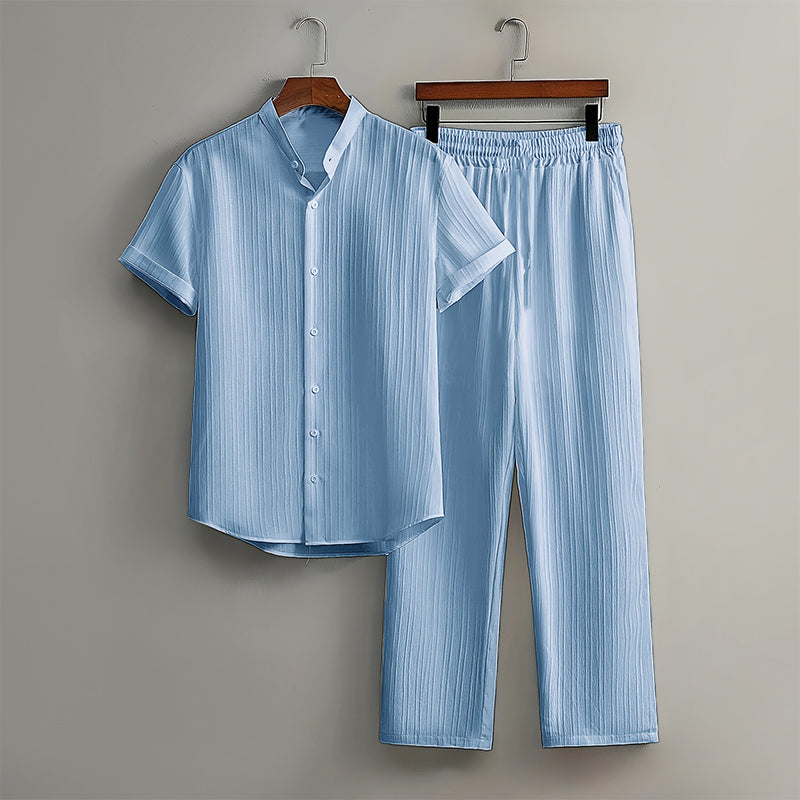 Callum - Textured Loungewear Set with Relaxed Fit Pants and Shirt 4