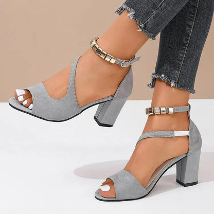 Camille - Elegant Open Toe Ankle Strap Block Heel Sandals for Comfort 8