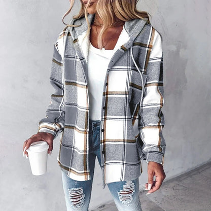 Carmen Checkered Cardigan Sweater with Draped Fit for Cozy Layering 2