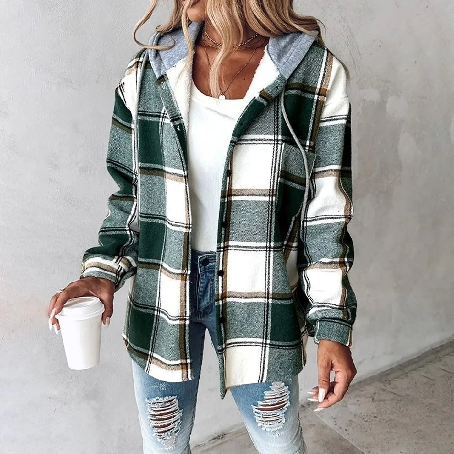 Carmen Checkered Cardigan Sweater with Draped Fit for Cozy Layering 3