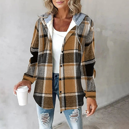 Carmen Checkered Cardigan Sweater with Draped Fit for Cozy Layering 4