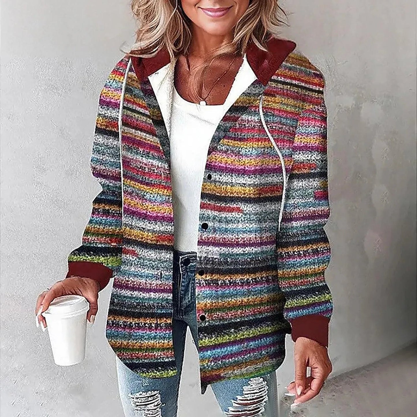 Carmen Checkered Cardigan Sweater with Draped Fit for Cozy Layering 5