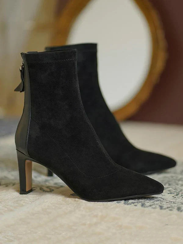 Juno sock boots in black, standalone side view