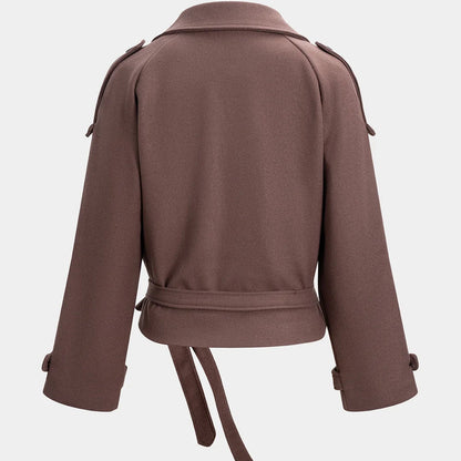 Noor double-breasted coat in brown, full front view