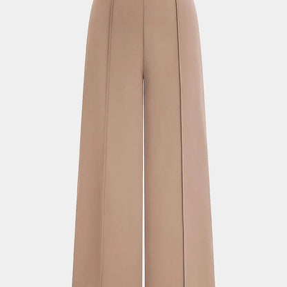 Nova wide-leg pants in beige, full-length front view