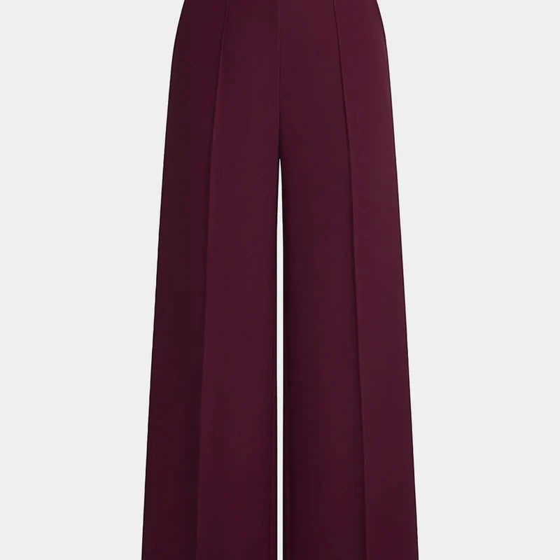 Nova wide-leg pants in burgundy, full-length front view