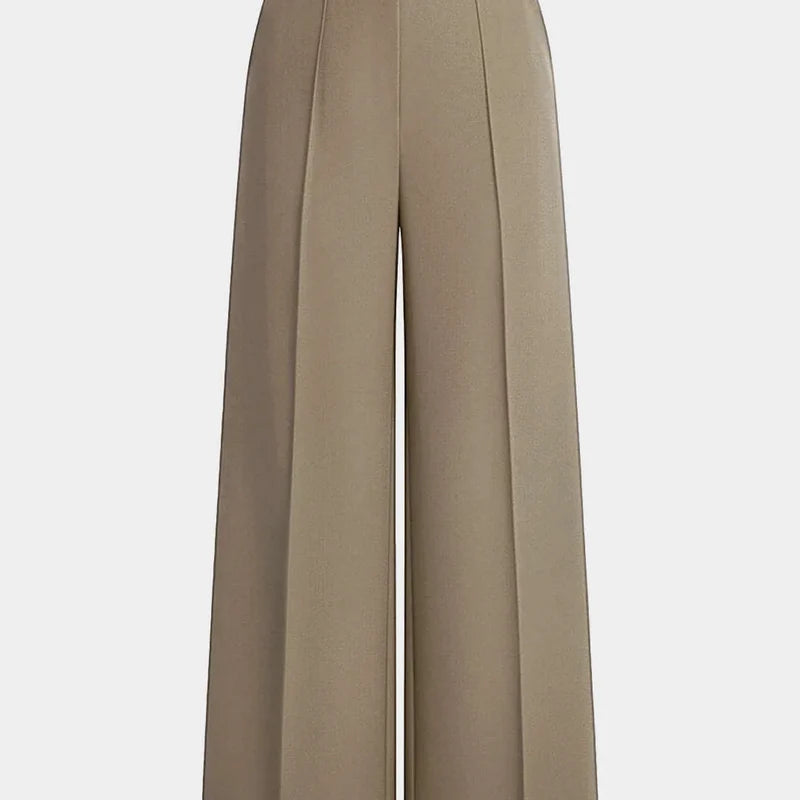 Nova wide-leg pants in tan, full-length front view