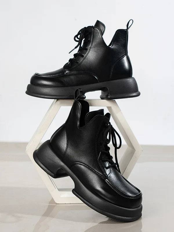Skye lace-up boots in black, standalone front view