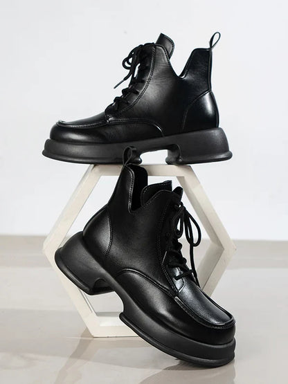 Skye lace-up boots in black, standalone front view