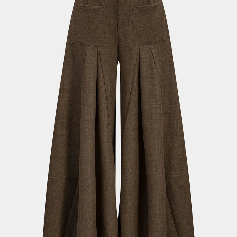 Vera wide leg trousers in coffee, front view