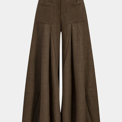 Vera wide leg trousers in coffee, front view