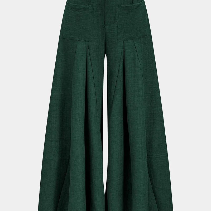 Vera wide leg trousers in jade, front view