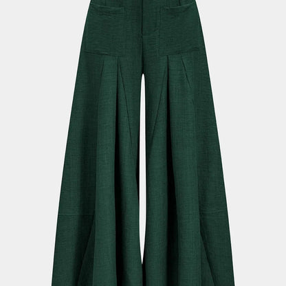 Vera wide leg trousers in jade, front view