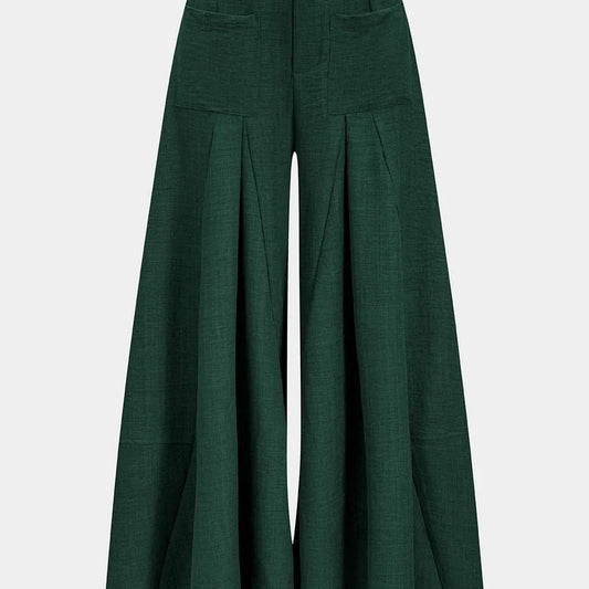 Vera wide leg trousers in jade, front view