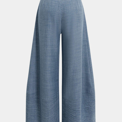 Vera wide leg trousers in powder blue, front view, full length
