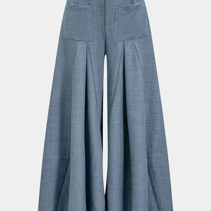 Vera wide leg trousers in powder blue, front view