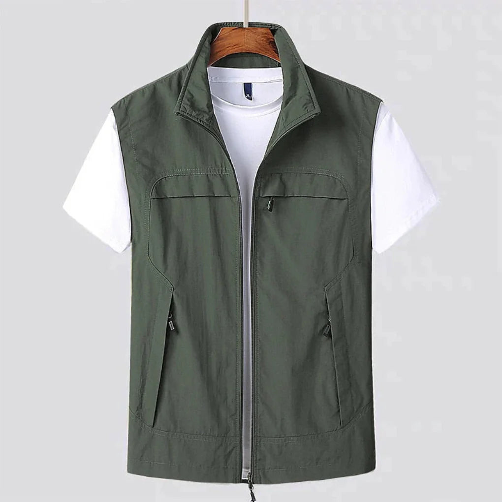 ActiveGear Hiking Vest in Army Green, flat lay