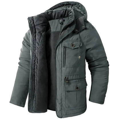 ArcticShield men's sherpa lined winter parka in light gray, front view