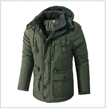 ArcticShield men's sherpa lined winter parka in olive, front view